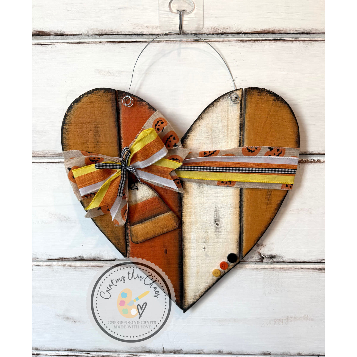 Pallet Heart Hanger - Candy Corn Cutie