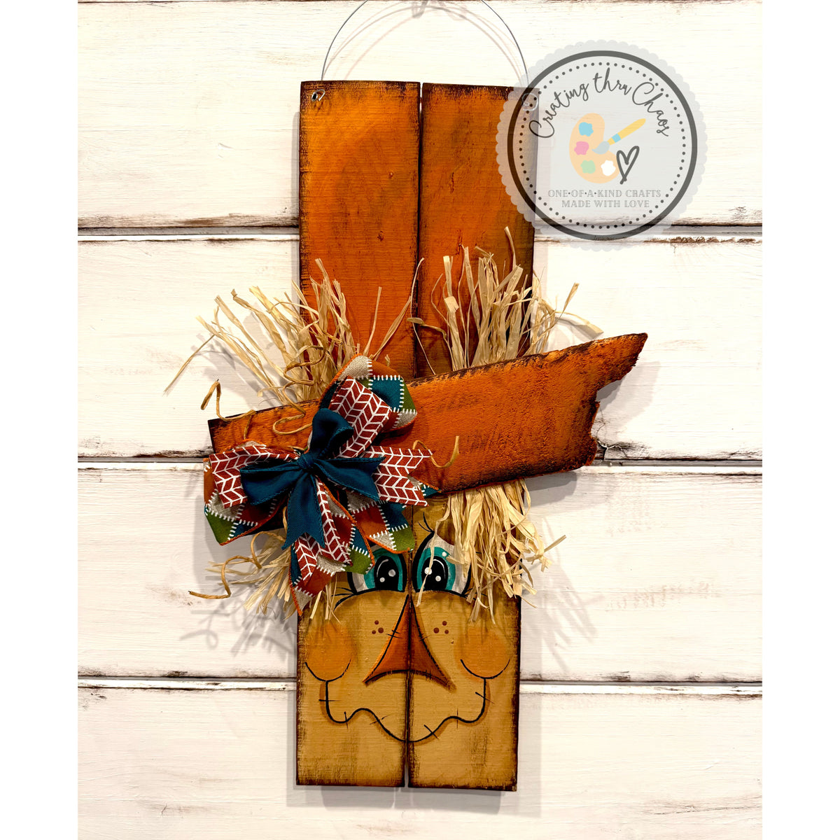 Happy Harvest Pallet Scarecrow Hanger