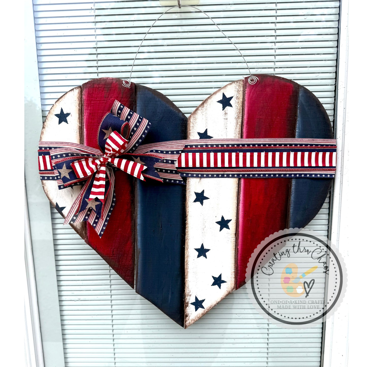 Patriotic Pallet Heart Door Hanger - Traditional