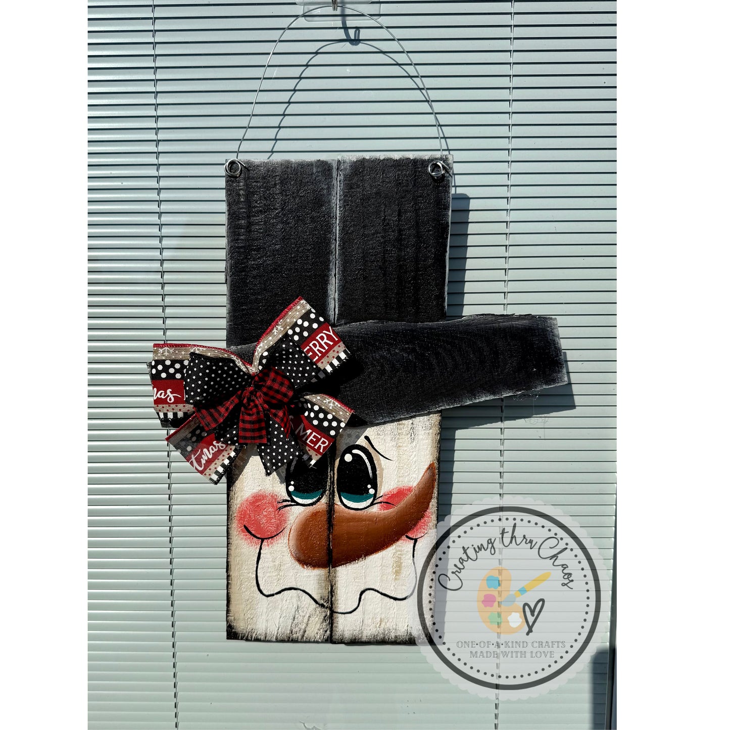 Pallet Snowman Door Hanger