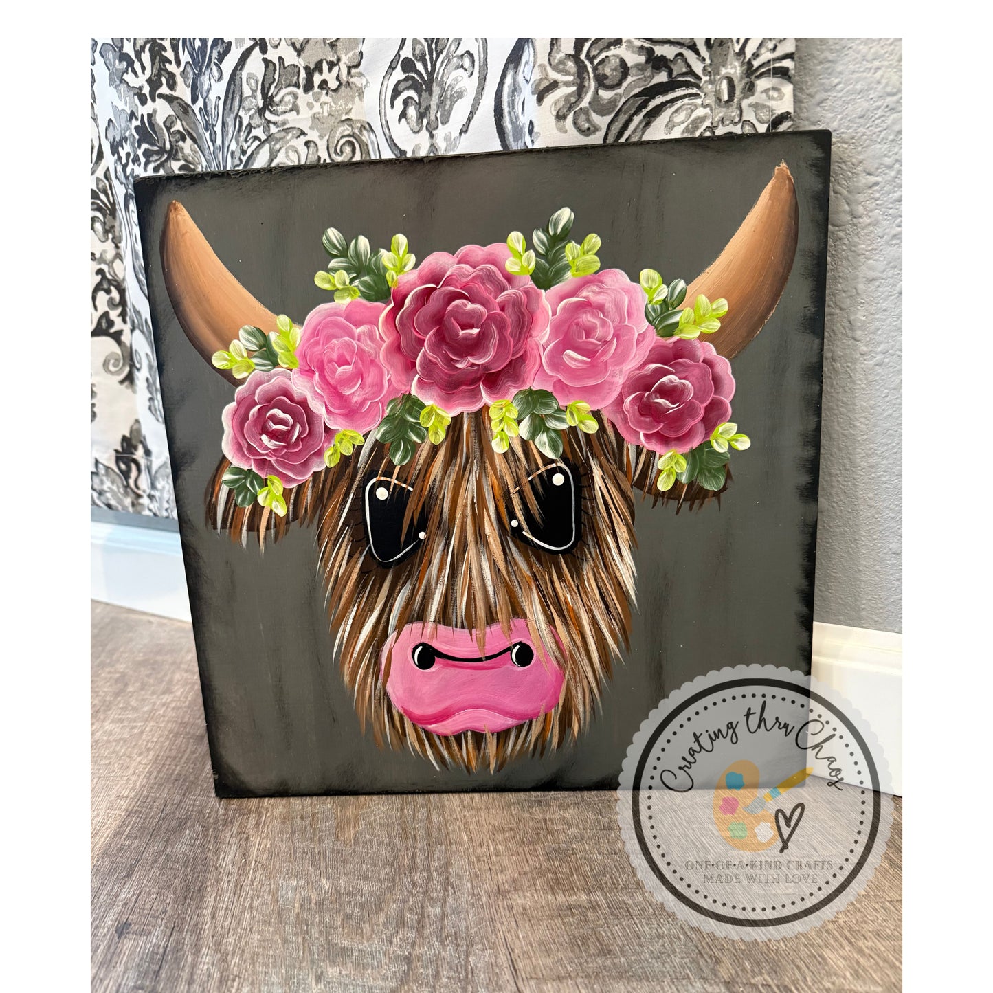 Valentine's Day Highland Cow Board