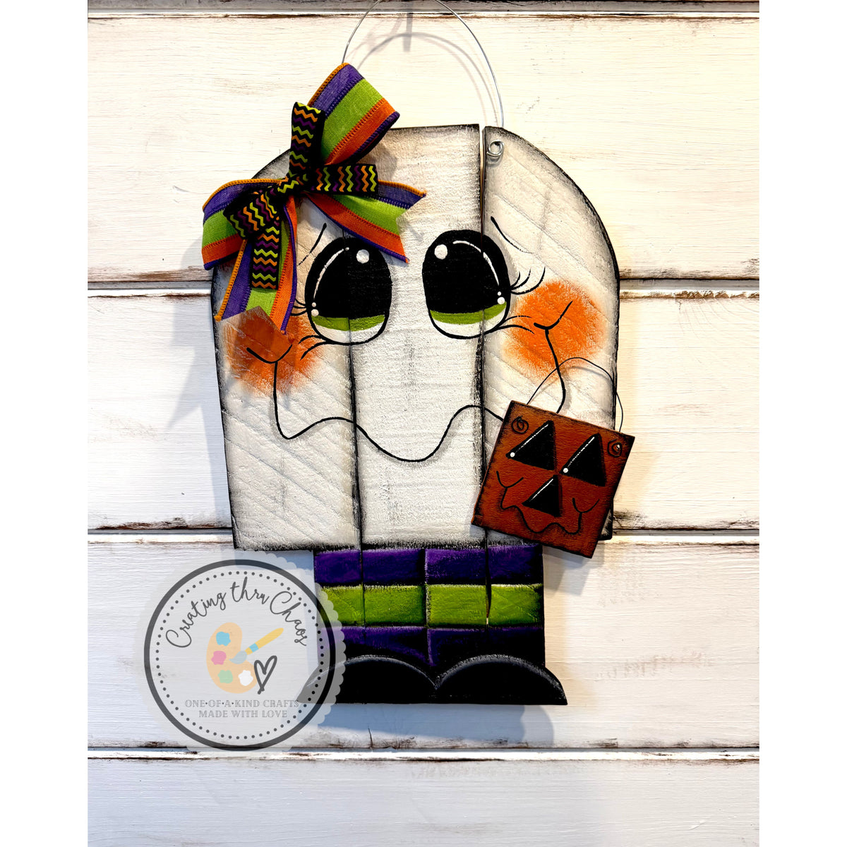 Pallet Ghost Trick-or-Treat Door Hanger