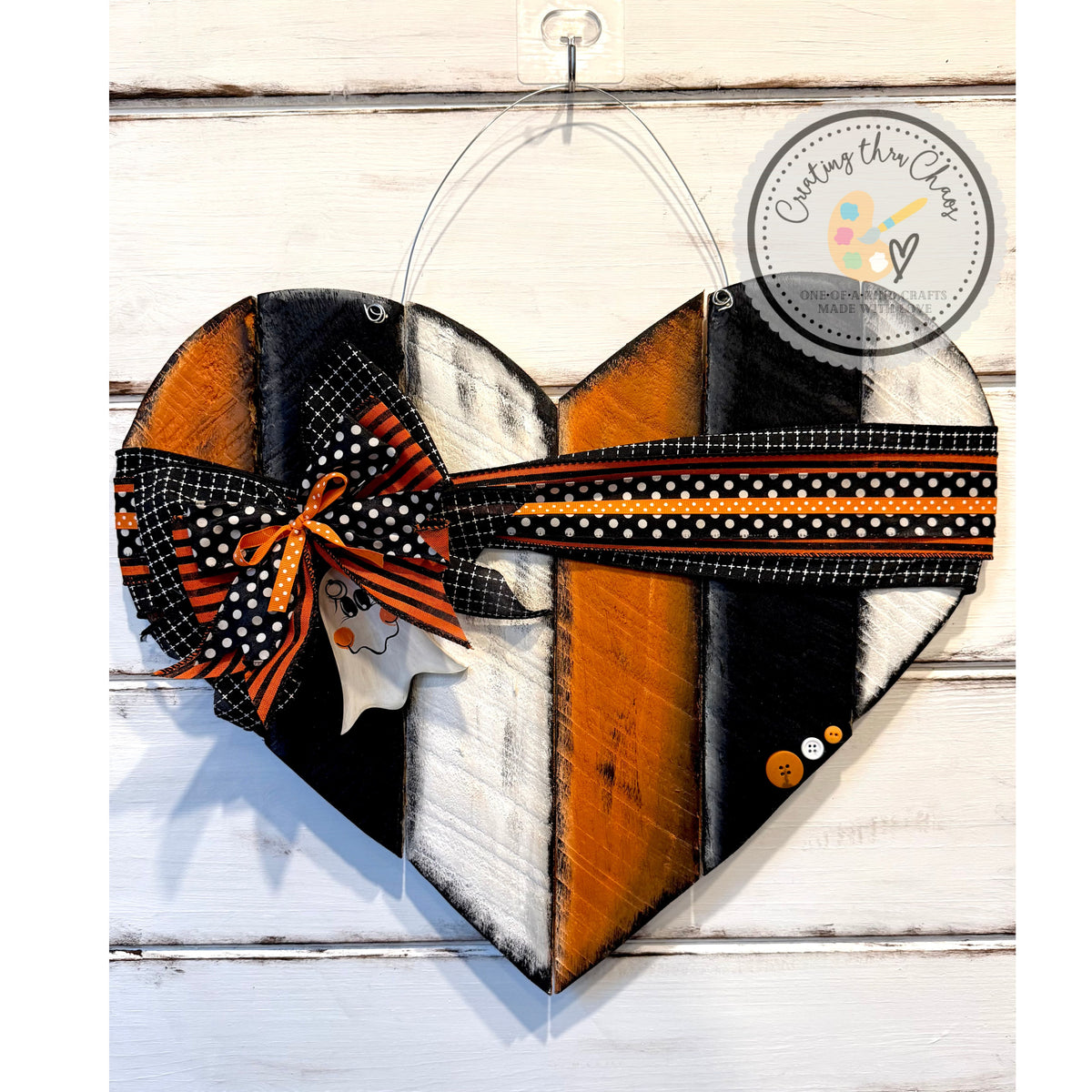 Large Pallet Heart Hanger - Halloween