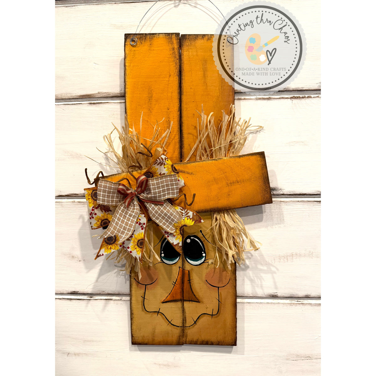 Simply Sunflower Pallet Scarecrow Hanger
