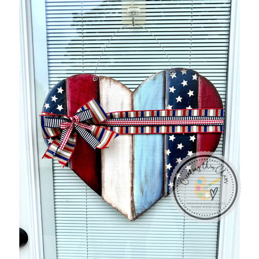 Patriotic Pallet Heart Door Hanger