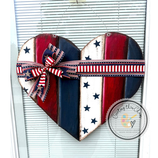 Patriotic Pallet Heart Door Hanger - Traditional