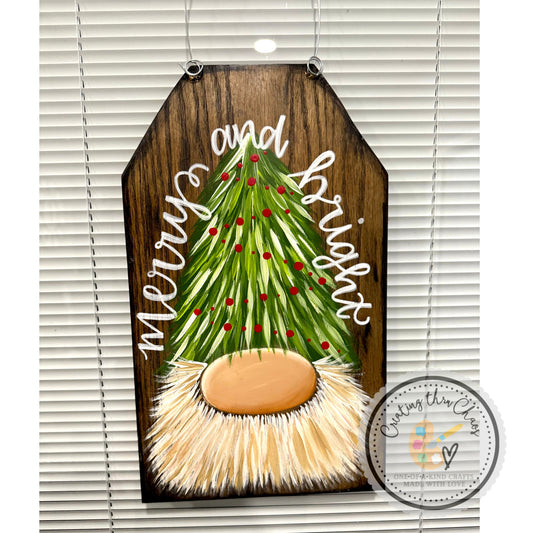 Christmas Tree Gnome Door Tag