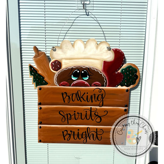 Baking Spirits Bright Wooden Crate Door Hanger