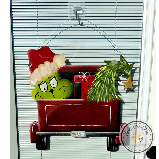 Grinch Inspired Farm Truck Door Hanger