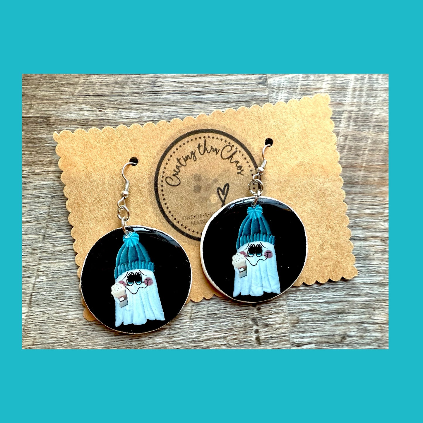 Round Ghost Latte Earrings