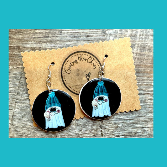 Round Ghost Latte Earrings