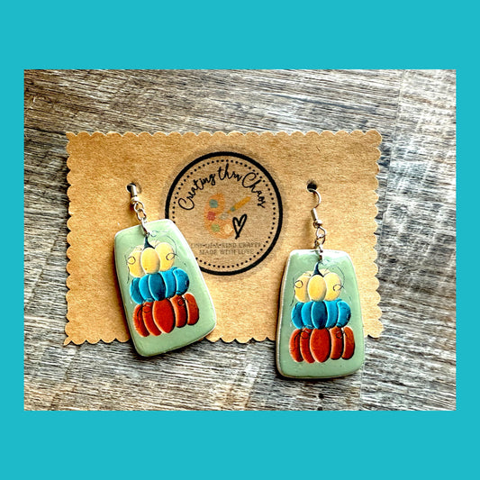 Pumpkin Stack Earrings - Green