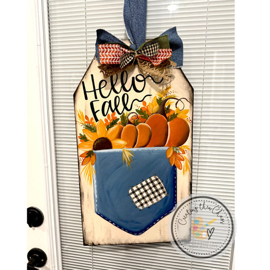 Denim Pocket Door Tag