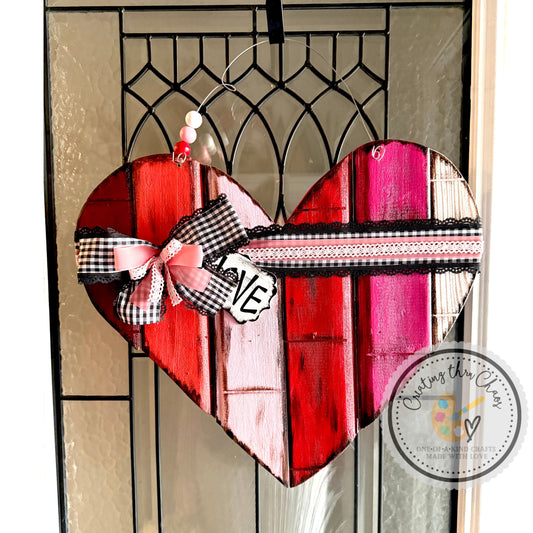 Pallet Heart Door Hanger - Reds + Pinks