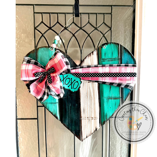 Pallet Heart Door Hanger - Teals