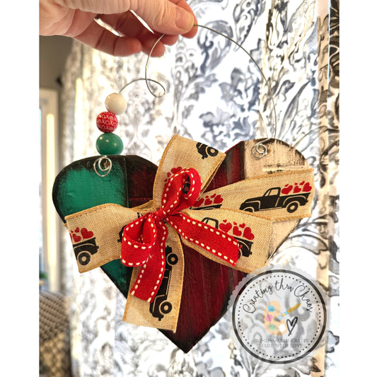 Mini Pallet Heart Hanger with Teal