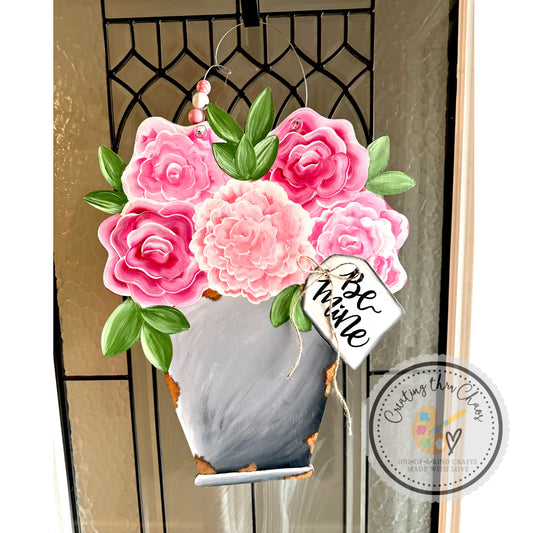 Be Mine Flower Bouquet Door Hanger